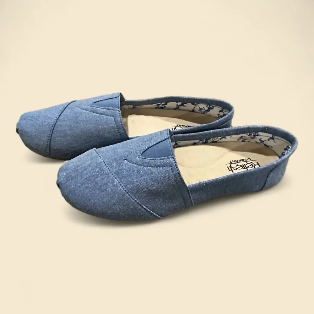 Refresh Comfort Slip Ons Nina Chambray Size 7 - Picture 3 of 5